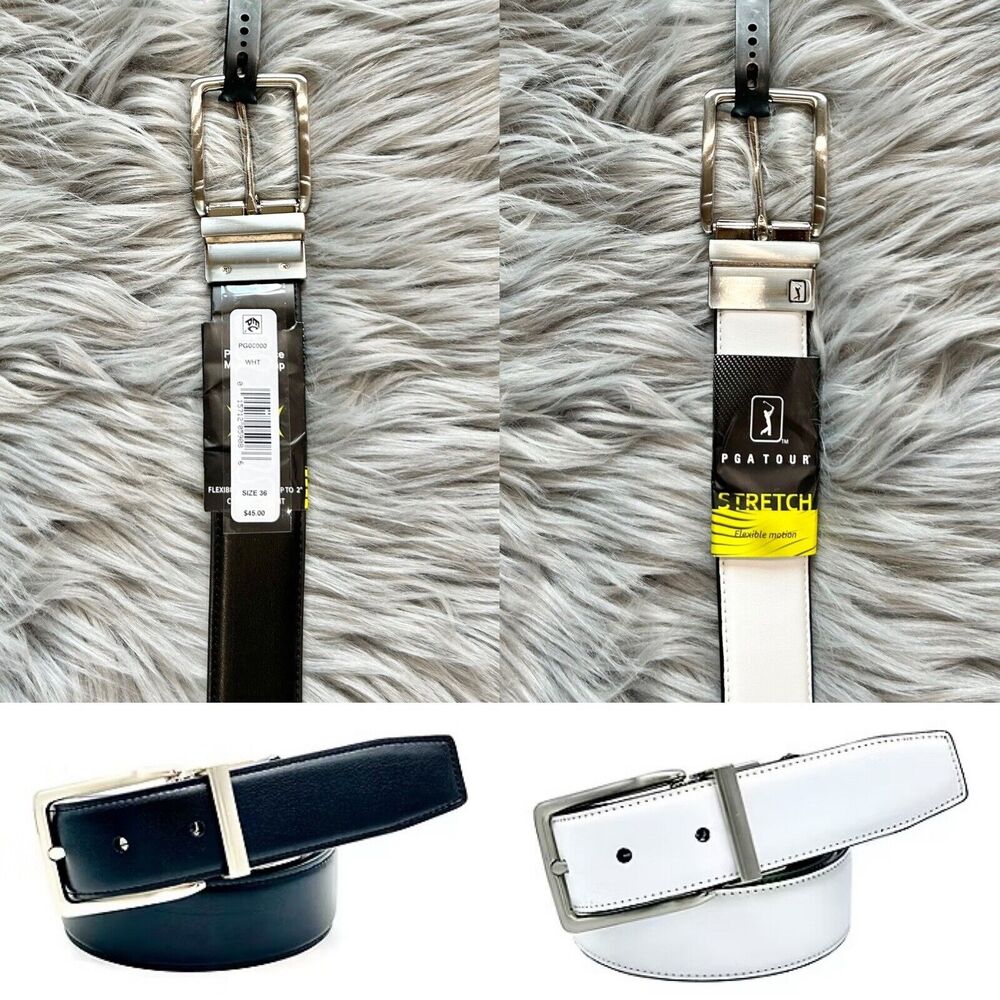 PGA Tour Reversible Genuine Leather Men's Black/White Belt Size 36 (MSRP $45)